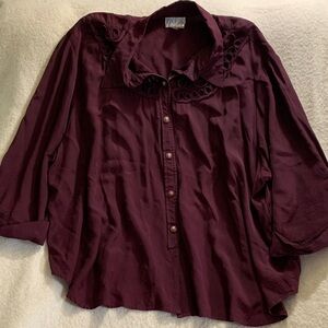 Ada Deep Burgundy Button-Front Shirt